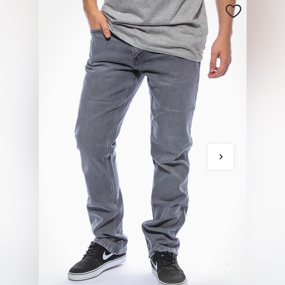 Volcom Men's Vorta Slim Straight Gray Jeans Size 32